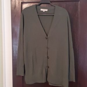 LOFT summer weight olive green cardigan